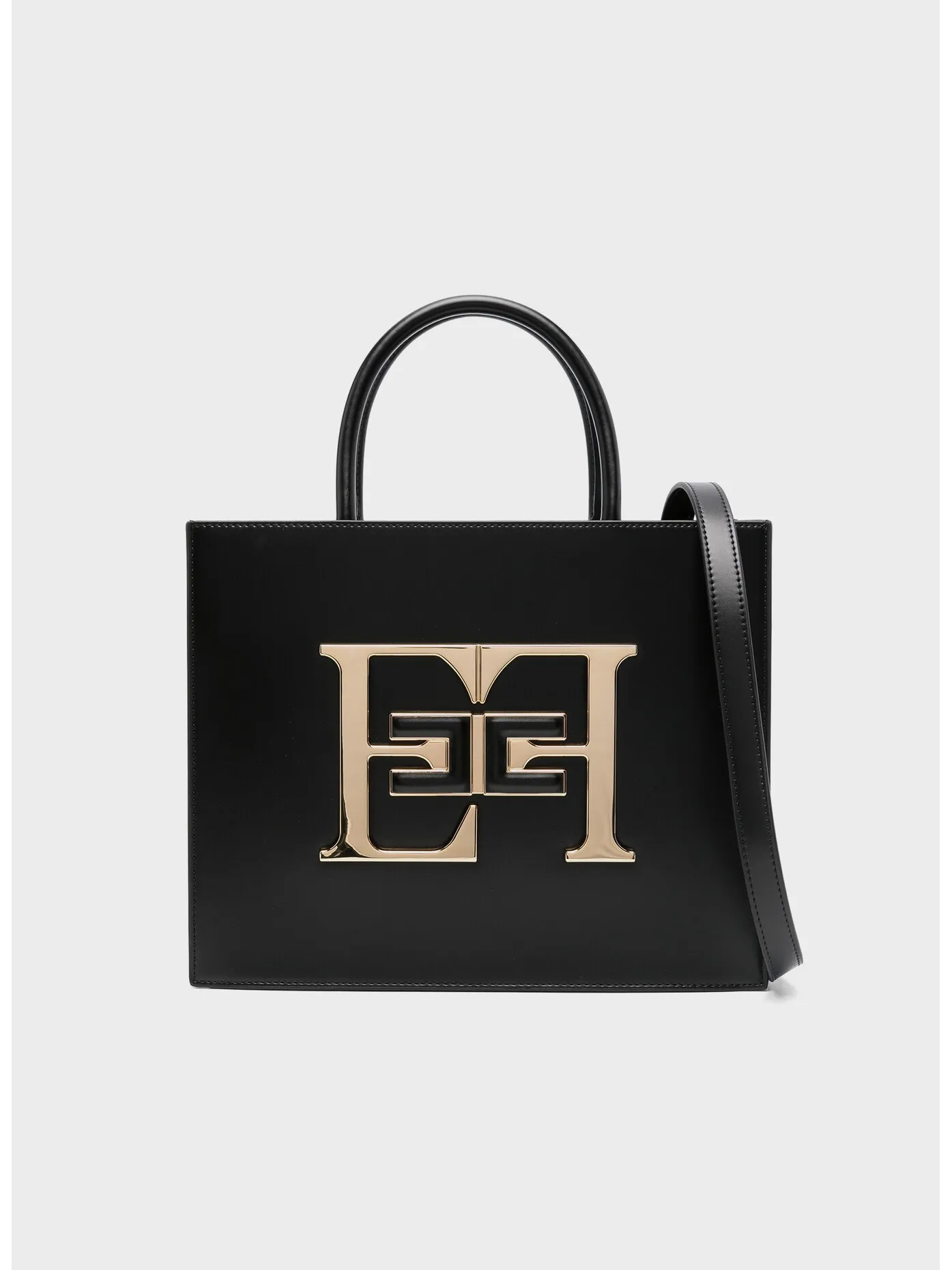     -ELISABETTA FRANCHI    -BORSA TOTE IN PELLE CON LOGO-