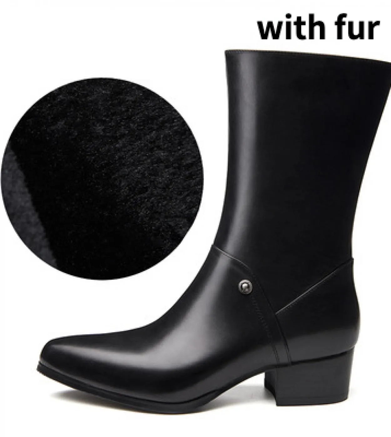 2023 stivali caldi da uomo invernali con tacchi in vera pelle di lusso stile nuovo di zecca scarpe in pelliccia alla caviglia al