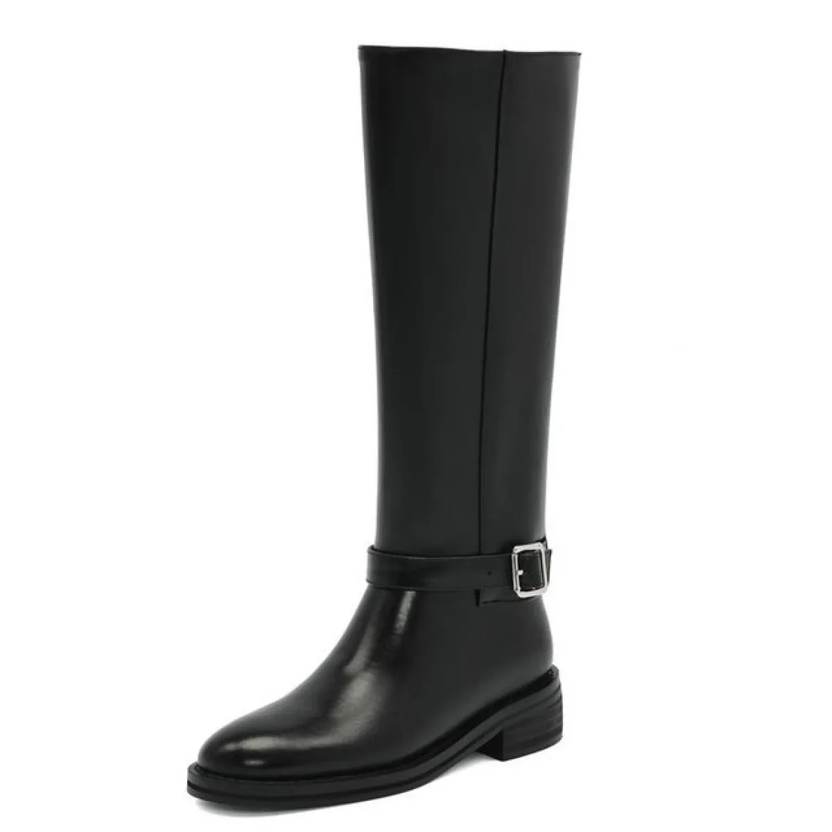 2024 Moda Punta Rotonda Donne Stivali Alti Al Ginocchio Vera Pelle di Spessore Medlow Piattaforma Tacchi Casual Scarpe da Festa
