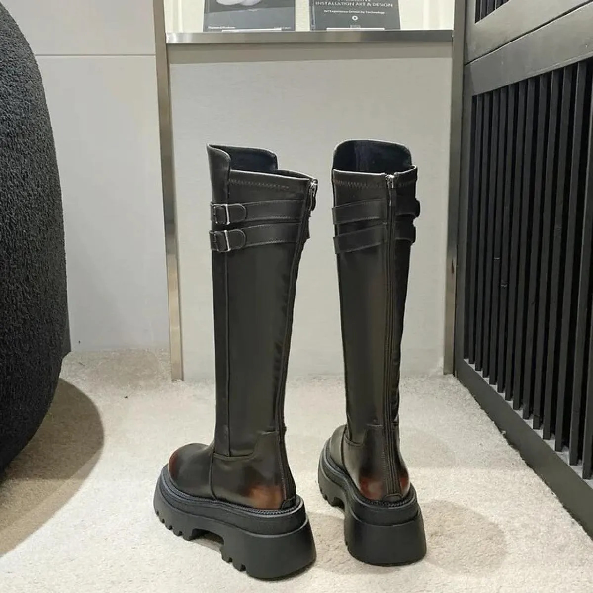 2024 Nuove Scarpe da Donna Pu Caldo Peluche di Gomma Solido Testa Rotonda Stivali da Donna Antiscivolo Alla Moda Stivali con Cer