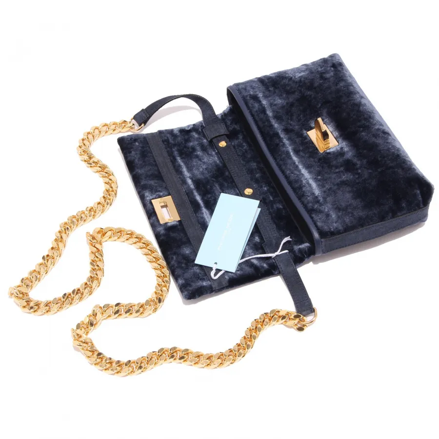 3130Z mini borsa a tracolla PHILIPPE MODEL NANCY velour blue bag