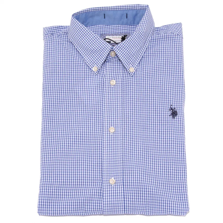 3735K camicia uomo U.S. POLO ASSN. REGULAR FIT blue/white shirt cotton man