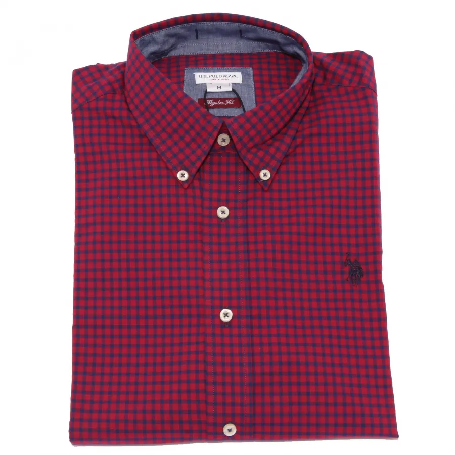 3752K camicia uomo U.S. POLO ASSN. REGULAR FIT blue/red shirt cotton man