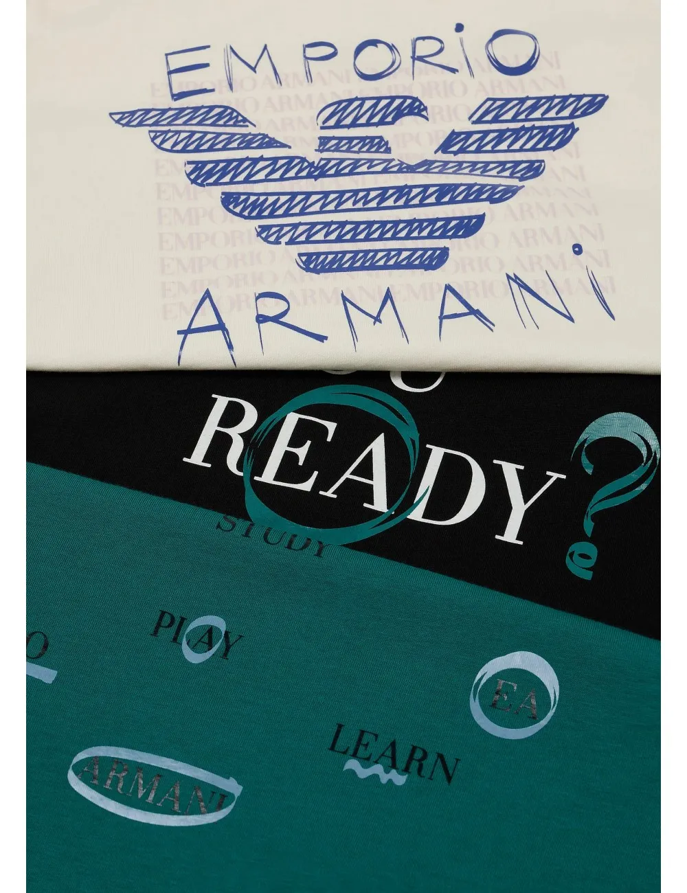 6R4DJ4 T SHIRT EMPORIO ARMANI 3 PACK 3 MAGLIE BOY KID BAMBINO MAGLIETTE CON LOGO