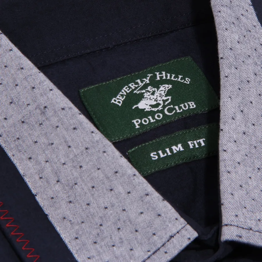 7562K camicia uomo BEVERLY HILLS POLO CLUB SLIM FIT blue shirt man