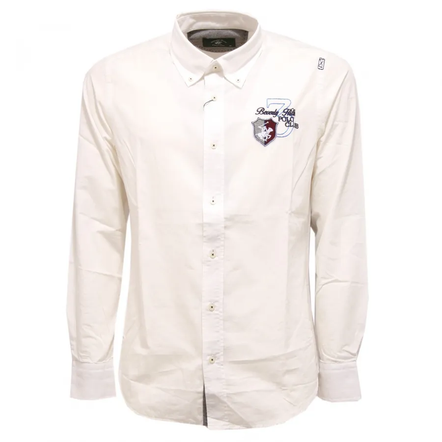 7719K camicia uomo BEVERLY HILLS POLO CLUB off white shirt man