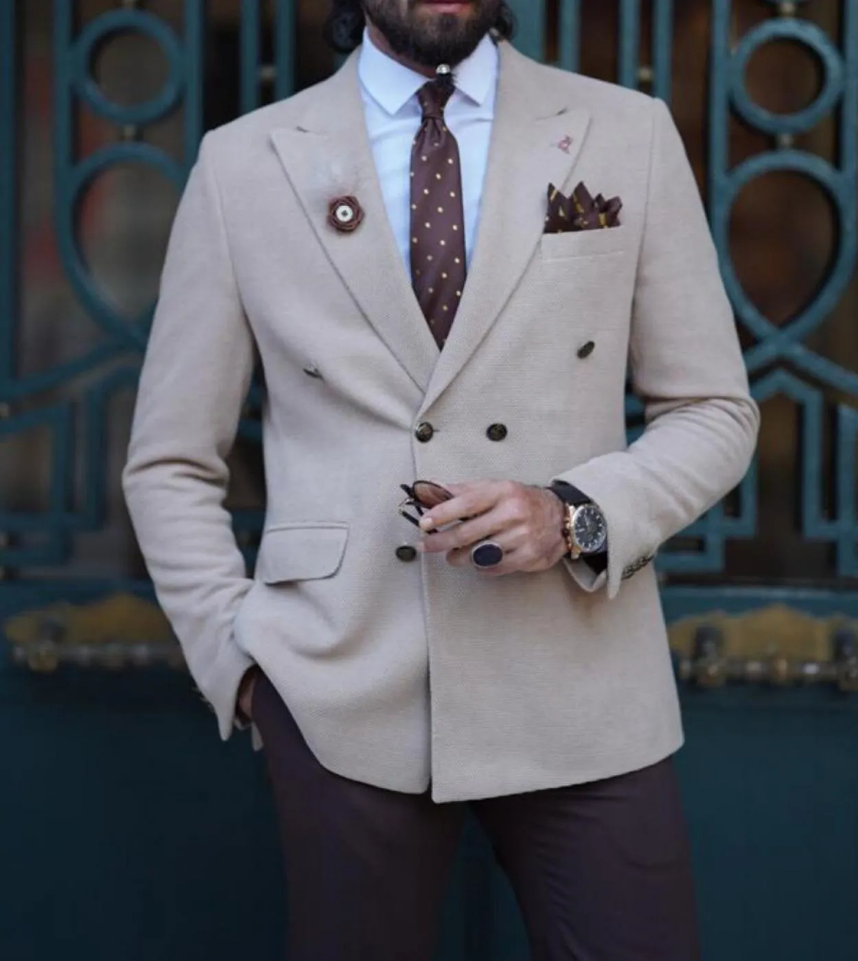 Abiti da uomo in lana di alta qualità con risvolto a punta doppio petto slim fit per matrimonio 2 pezzi giacca pantaloni su misu