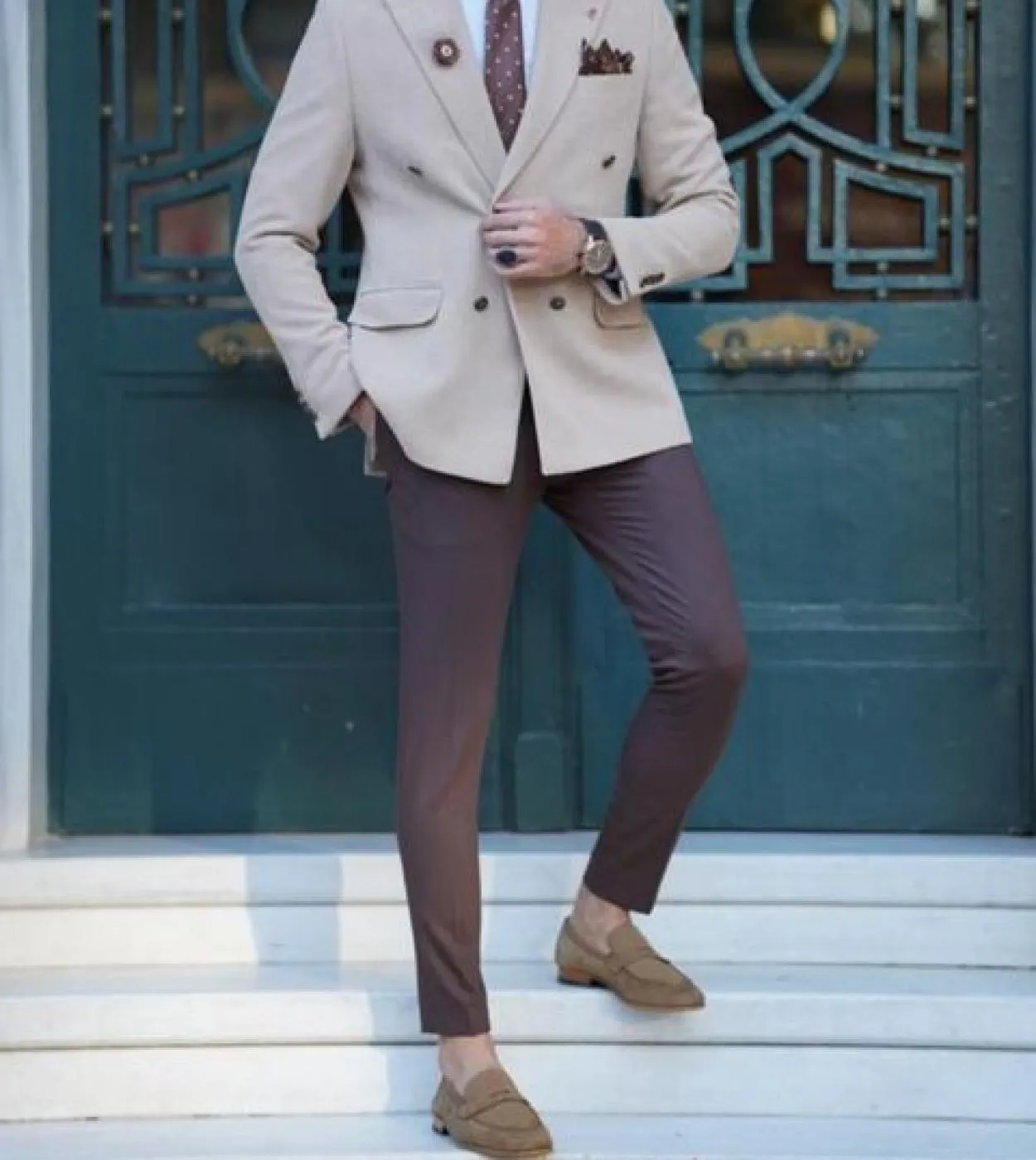 Abiti da uomo in lana di alta qualità con risvolto a punta doppio petto slim fit per matrimonio 2 pezzi giacca pantaloni su misu