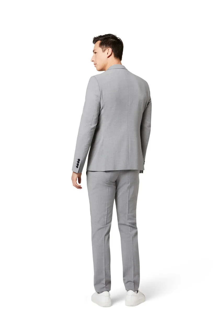 Abito slim fit digel grigio chiaro misto lana bi-stretch