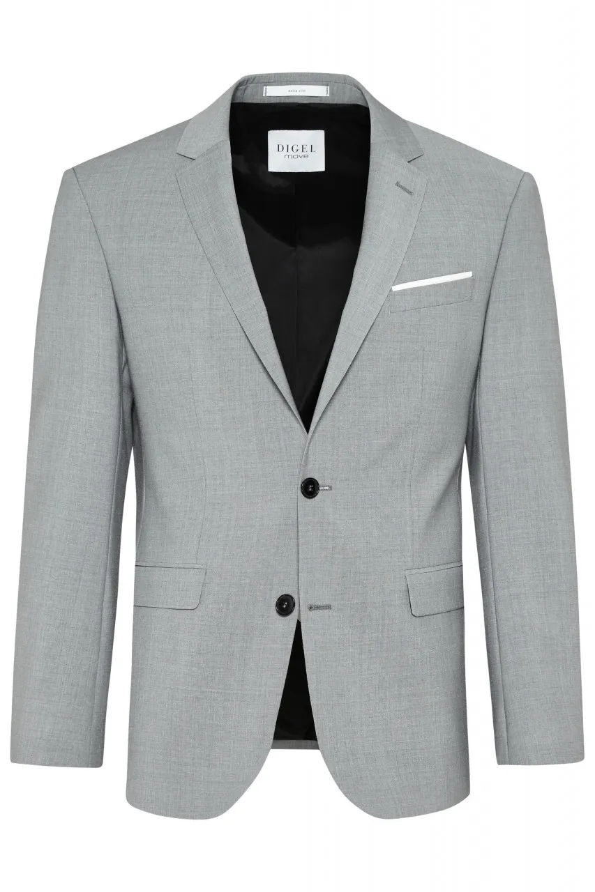 Abito slim fit digel grigio chiaro misto lana bi-stretch