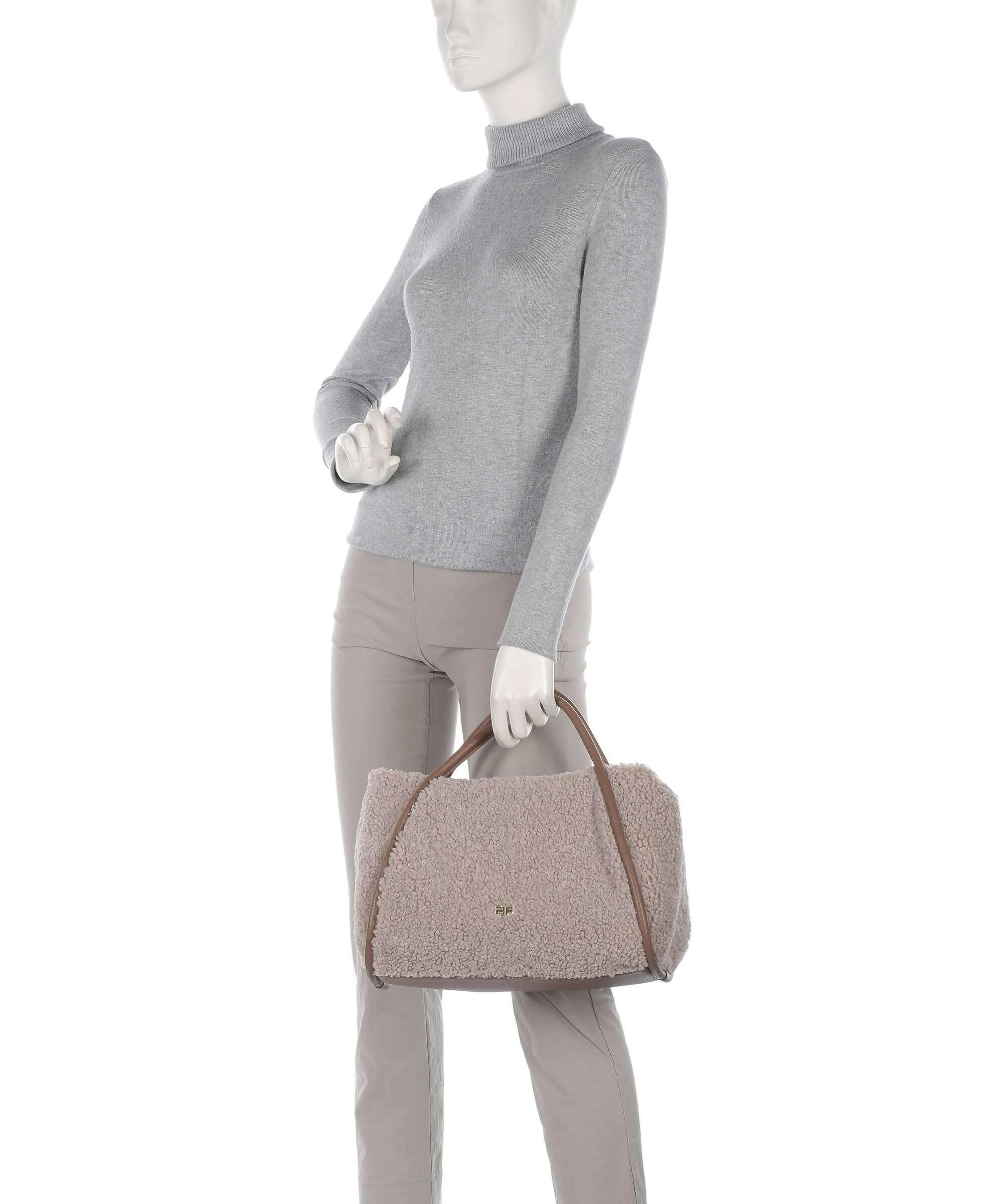  Abro Artico Willow Borsa a mano pelliccia, pelle di vacchetta grana taupe  