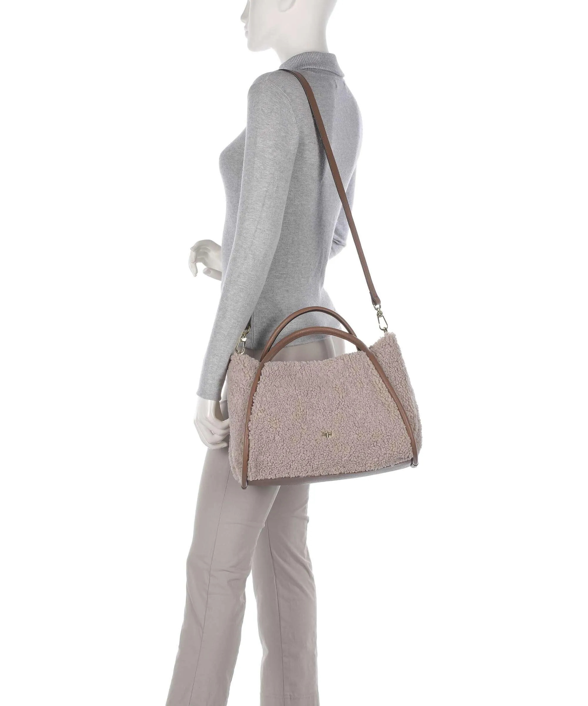  Abro Artico Willow Borsa a mano pelliccia, pelle di vacchetta grana taupe  