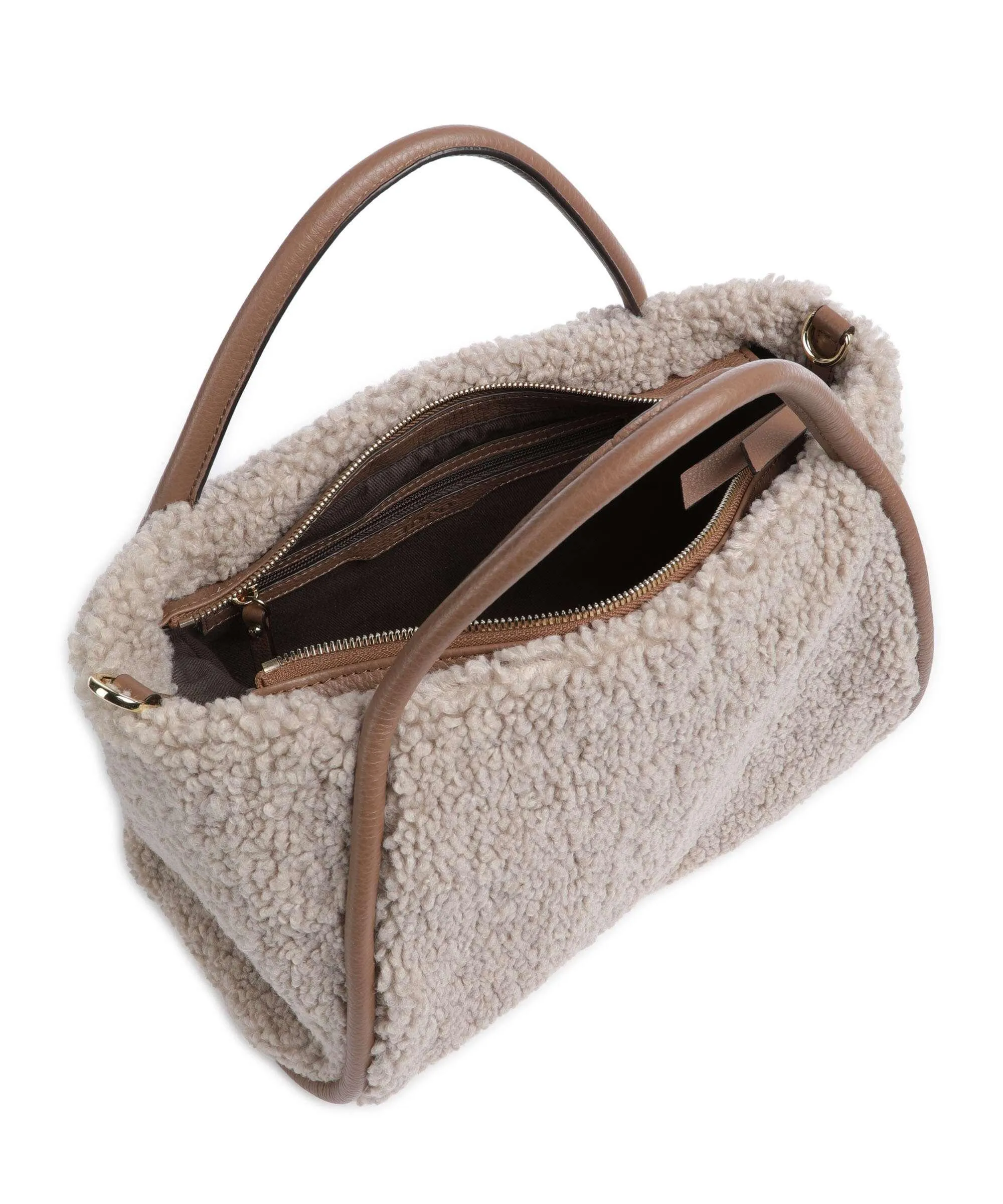  Abro Artico Willow Borsa a mano pelliccia, pelle di vacchetta grana taupe  