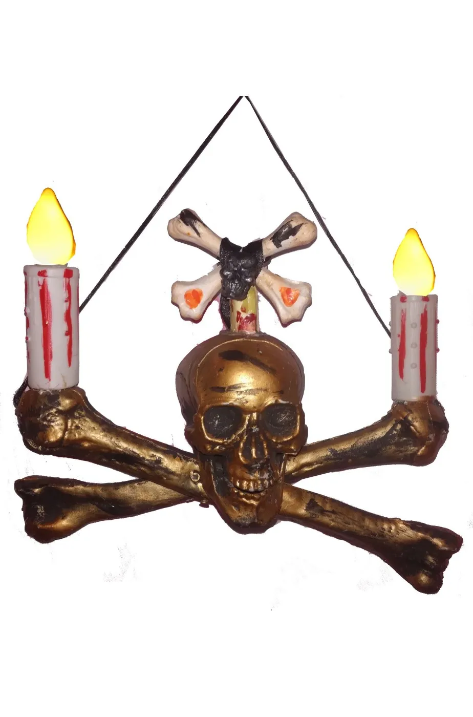Allestimento decorazione Halloween candelabro da appendere Teschio e Ossa horror