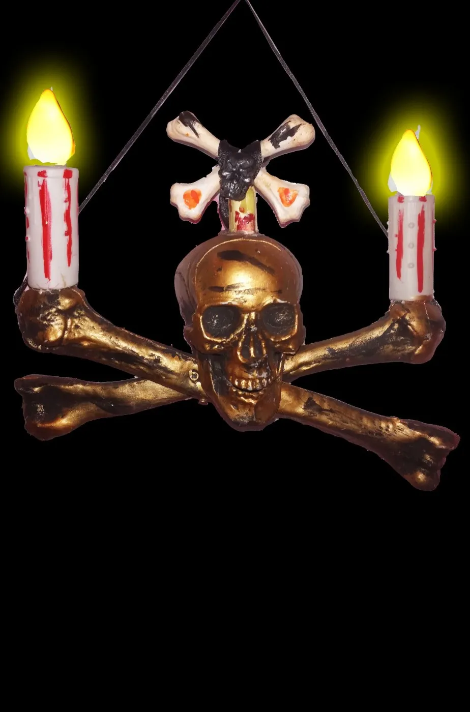 Allestimento decorazione Halloween candelabro da appendere Teschio e Ossa horror