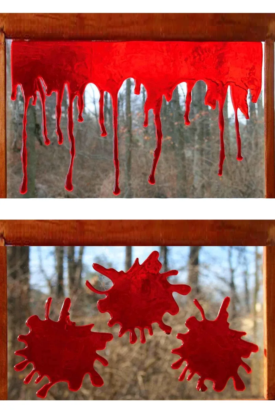 Allestimento decorazione Halloween da finestra chiazze di sangue gel