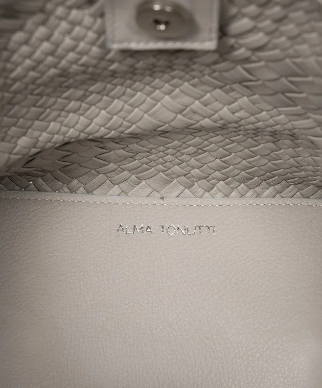 Alma Tonutti Borsa tote in pelle intrecciata grigia 5289
