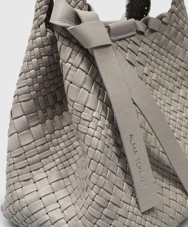 Alma Tonutti Borsa tote in pelle intrecciata grigia 5289