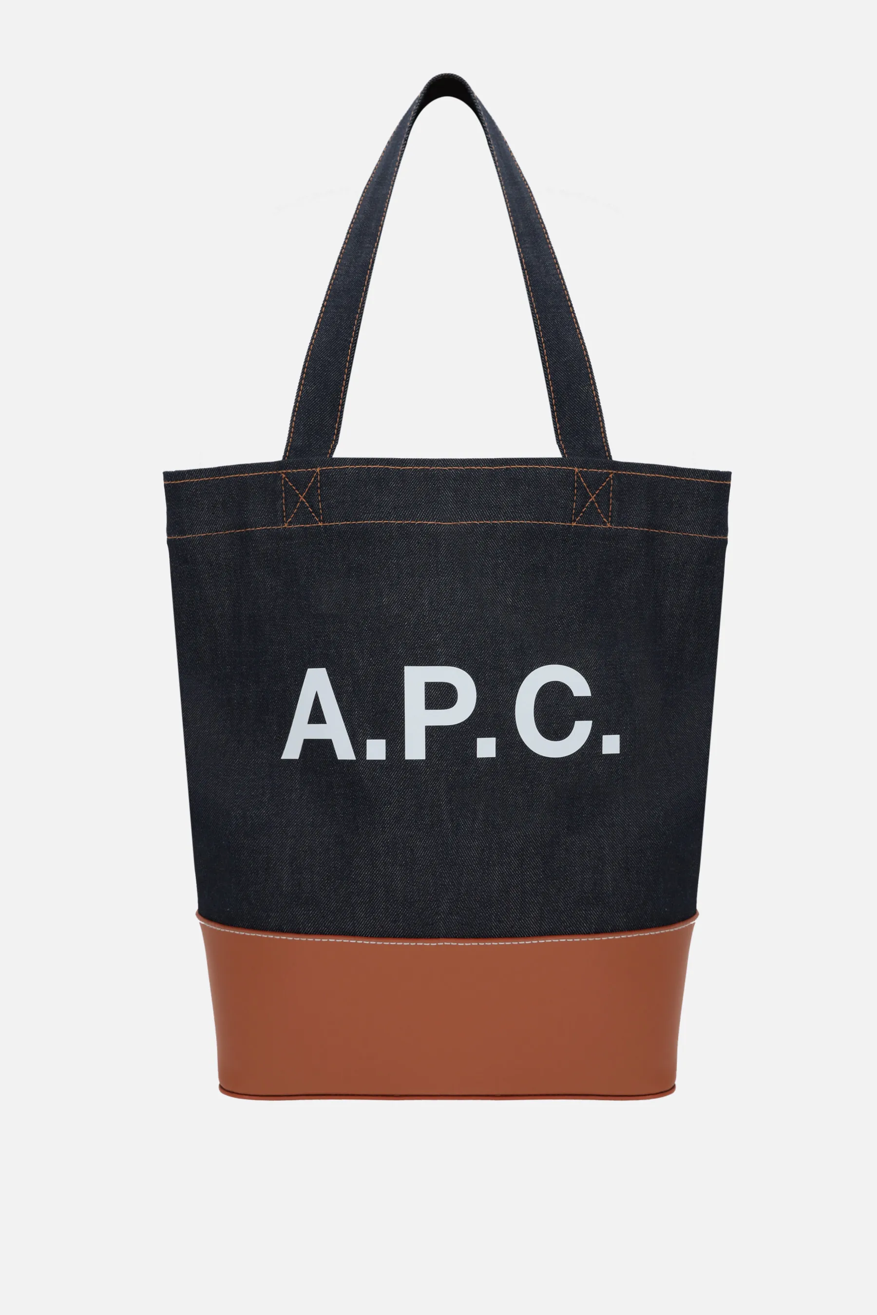 A.P.C. borsa tote Axel in denim e pelle liscia