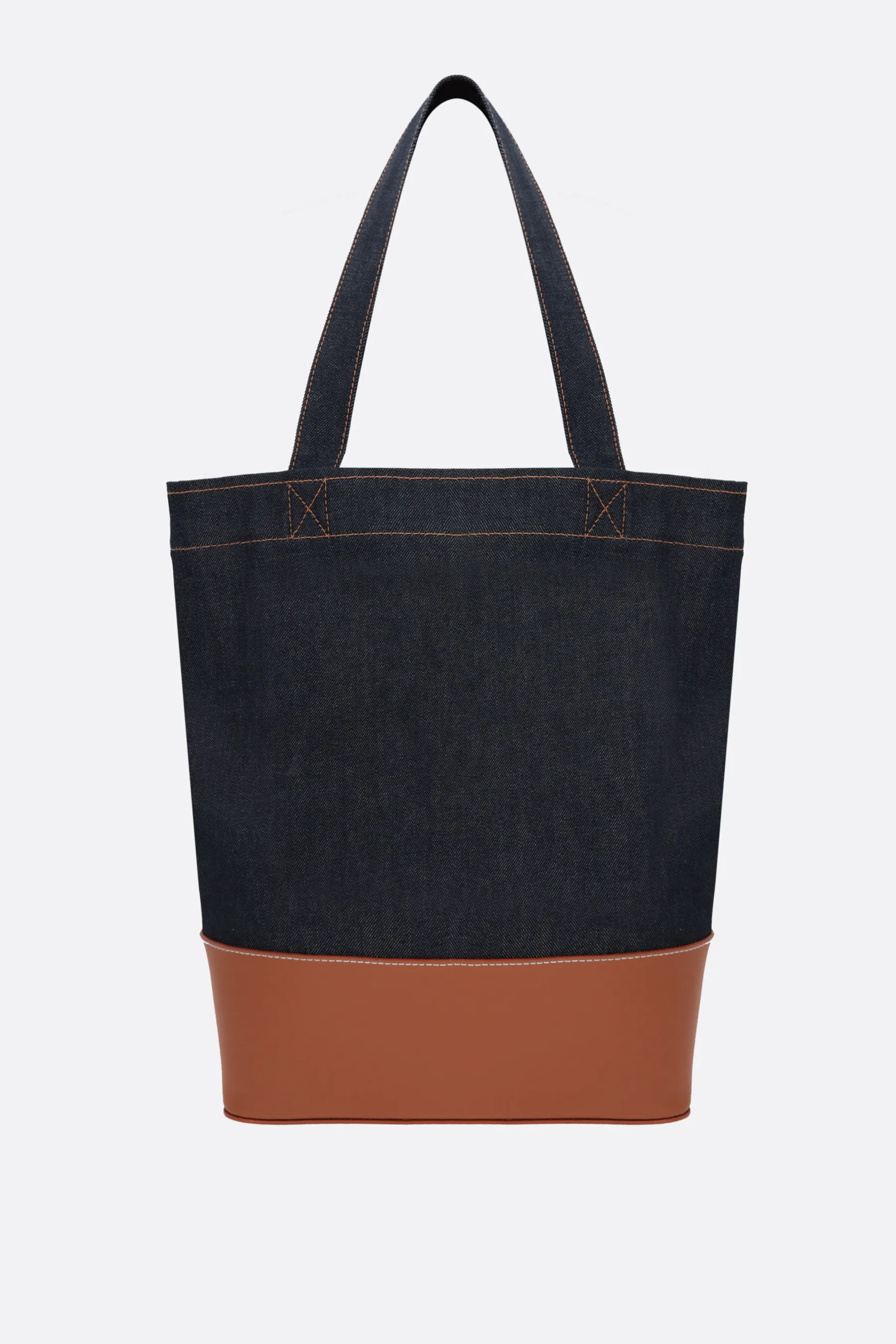 A.P.C. borsa tote Axel in denim e pelle liscia