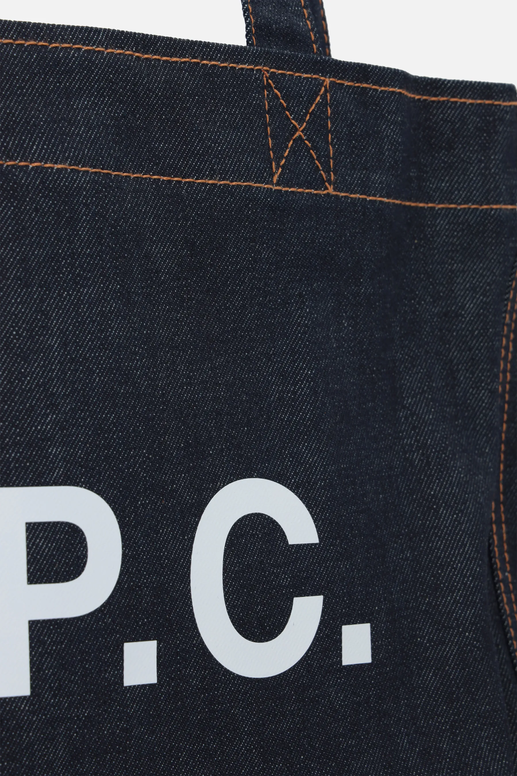 A.P.C. borsa tote Axel in denim e pelle liscia