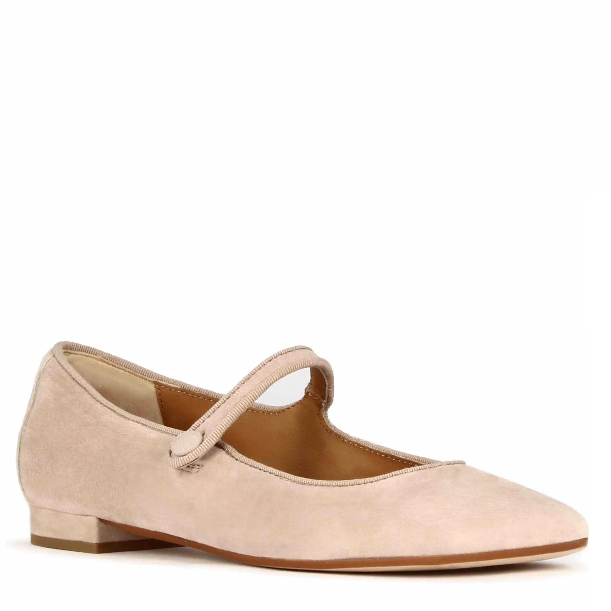 Ballerina Mary Jane da donna in pelle scamosciata con cinturino colore rosa