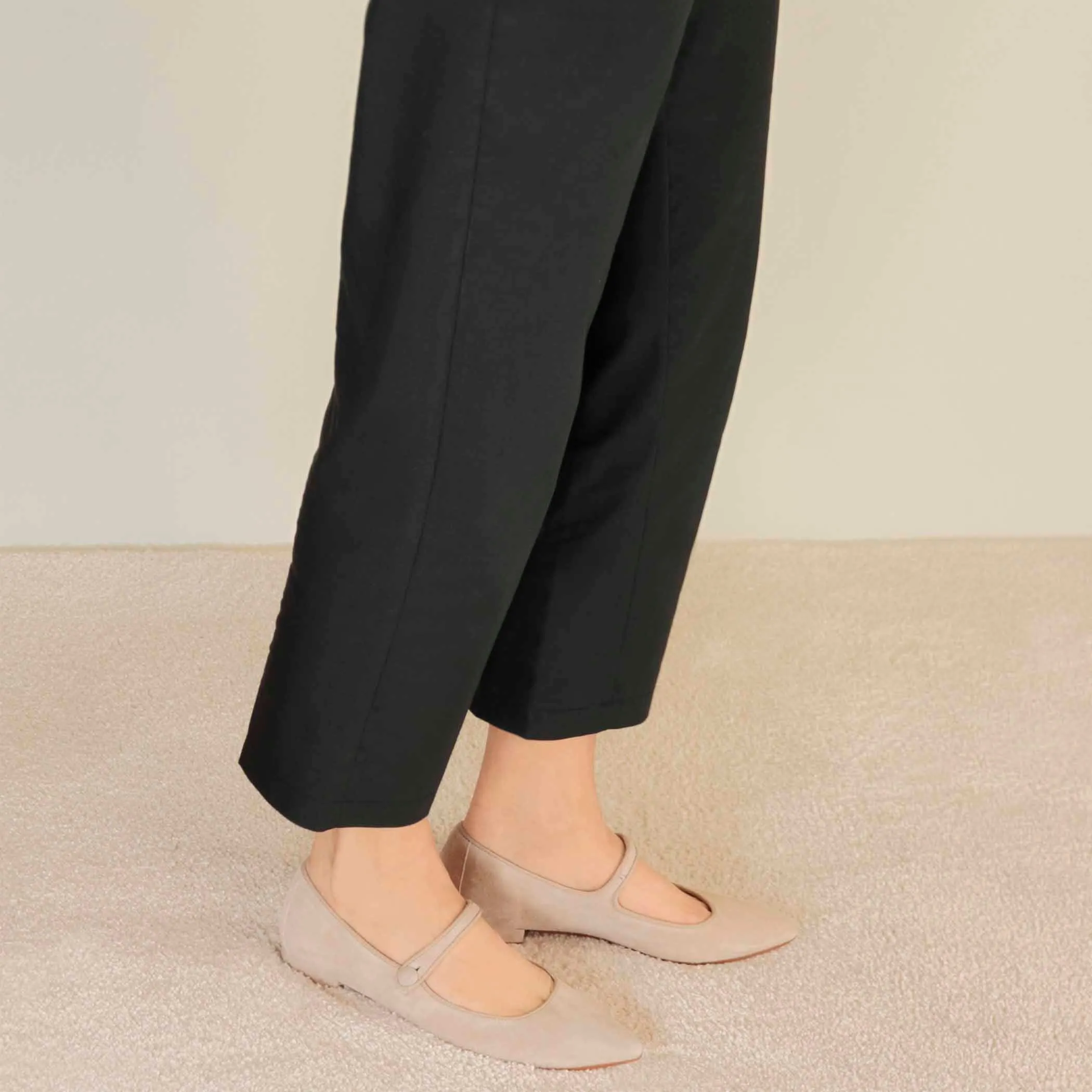 Ballerina Mary Jane da donna in pelle scamosciata con cinturino colore rosa