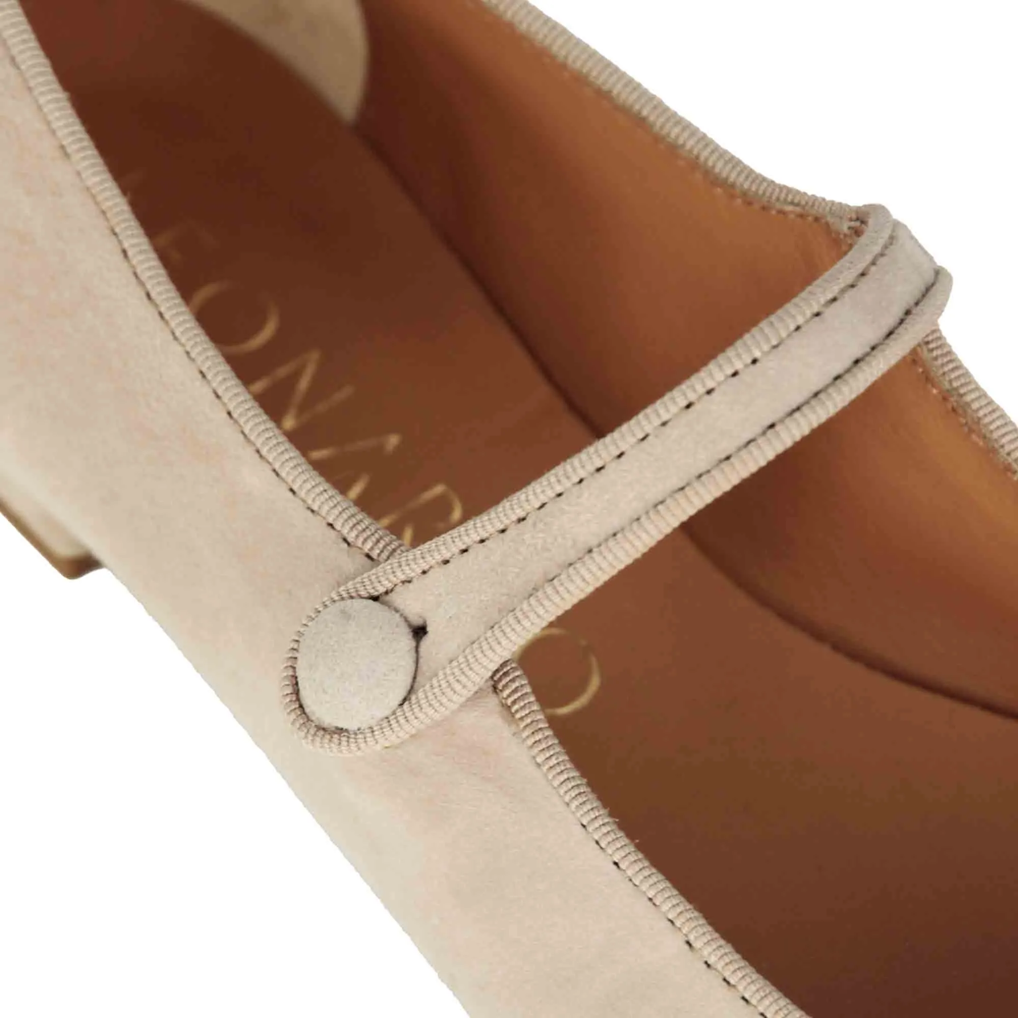 Ballerina Mary Jane da donna in pelle scamosciata con cinturino colore rosa