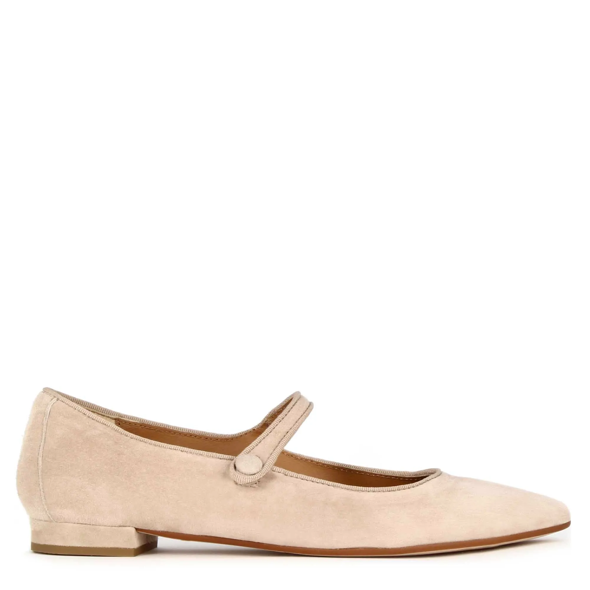 Ballerina Mary Jane da donna in pelle scamosciata con cinturino colore rosa