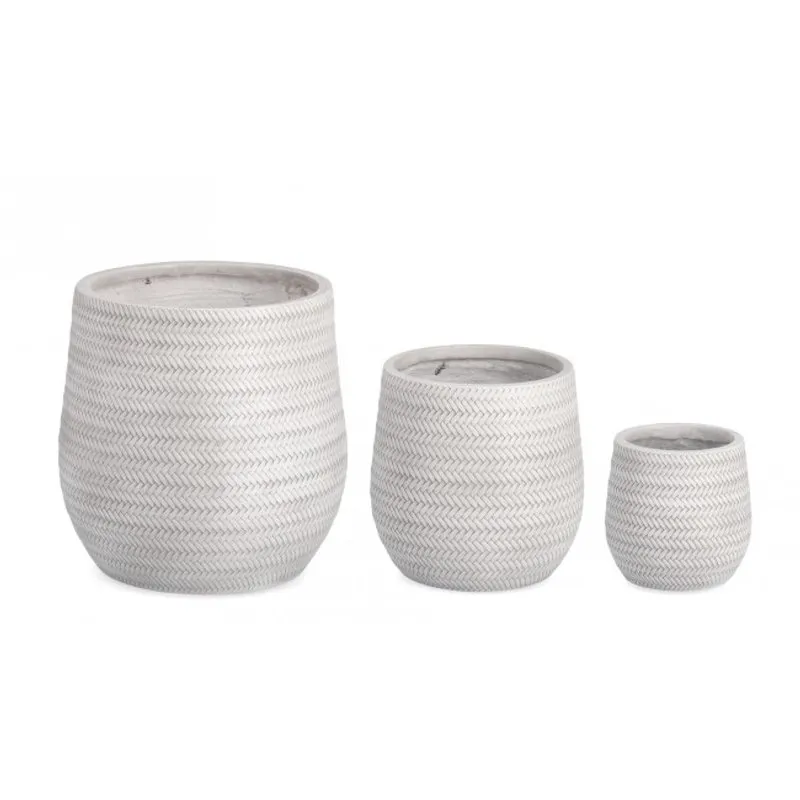 Bizzotto outdoor Set 3 porta vaso tressage bombato bianco
