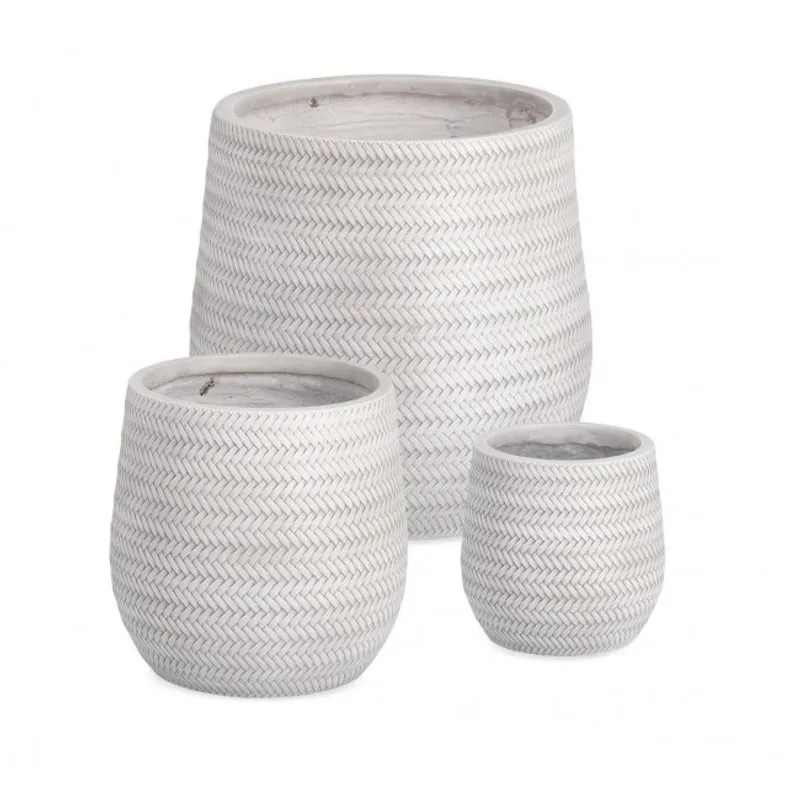 Bizzotto outdoor Set 3 porta vaso tressage bombato bianco