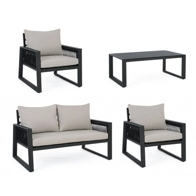 Bizzotto outdoor Set 4 salotto con cuscino Captiva antracite lh32