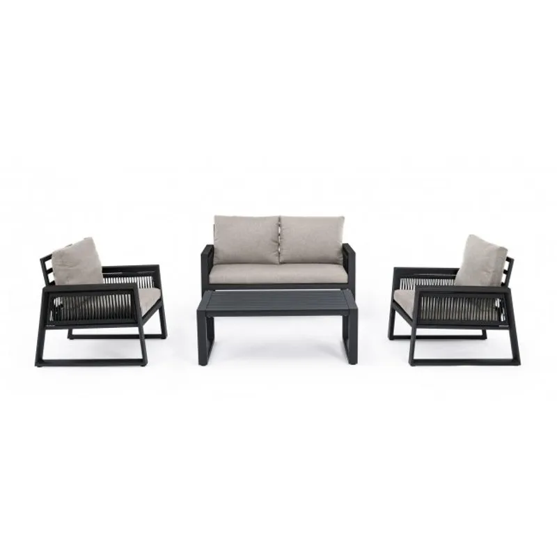 Bizzotto outdoor Set 4 salotto con cuscino Captiva antracite lh32
