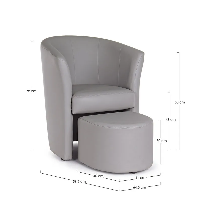 Bizzotto Poltrona c-pouf Rita grigio chiaro
