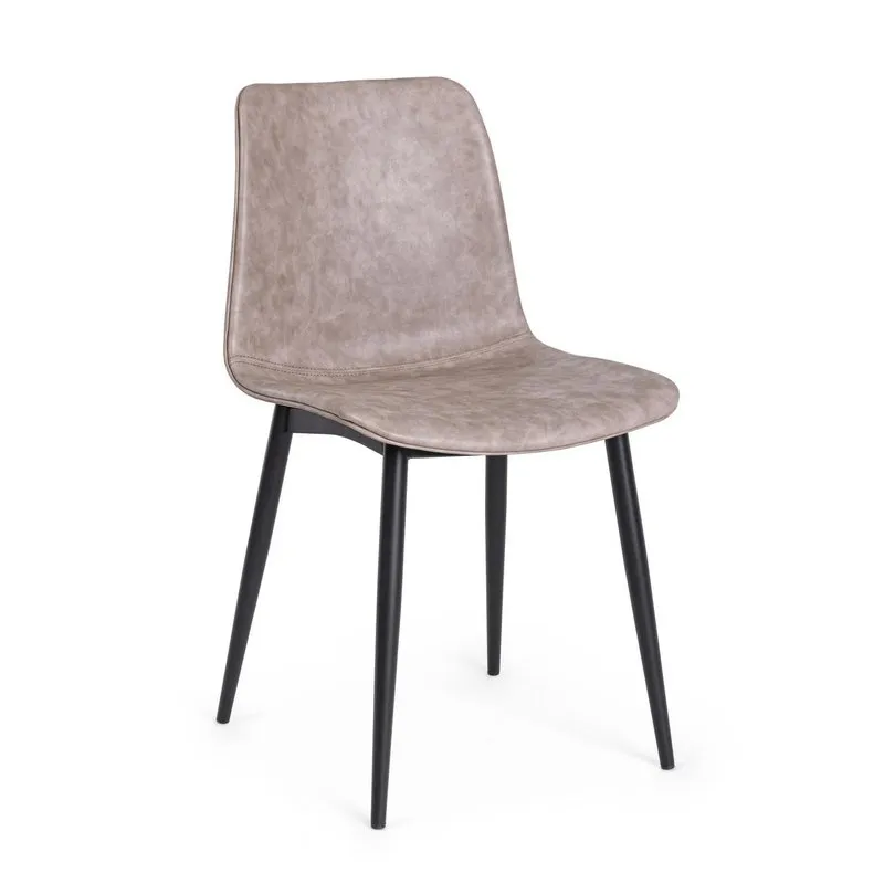 Bizzotto Set 2 sedie Kyra nero PU beige vintage