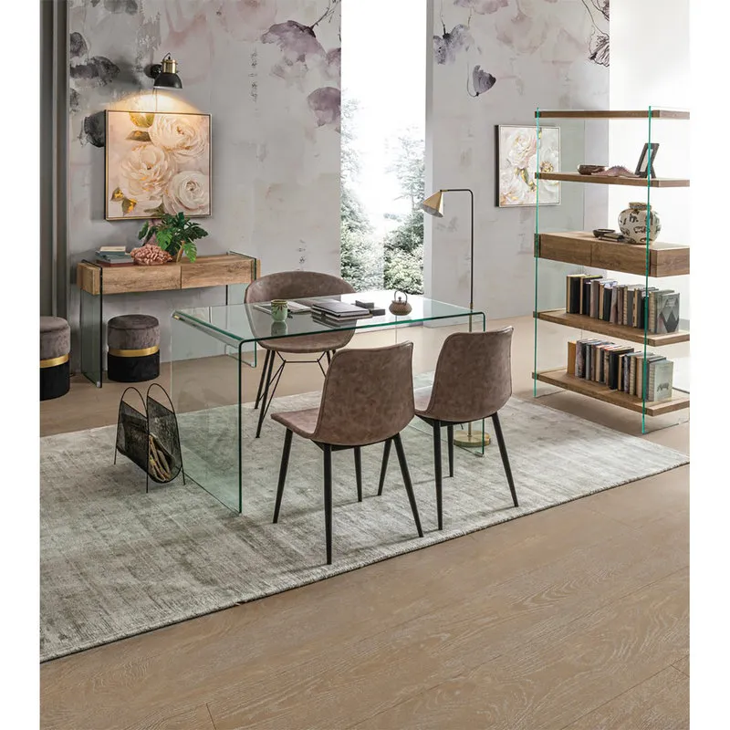 Bizzotto Set 2 sedie Kyra nero PU beige vintage