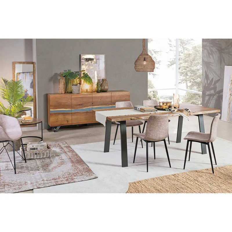Bizzotto Set 2 sedie Kyra nero PU beige vintage