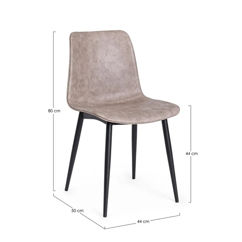 Bizzotto Set 2 sedie Kyra nero PU beige vintage