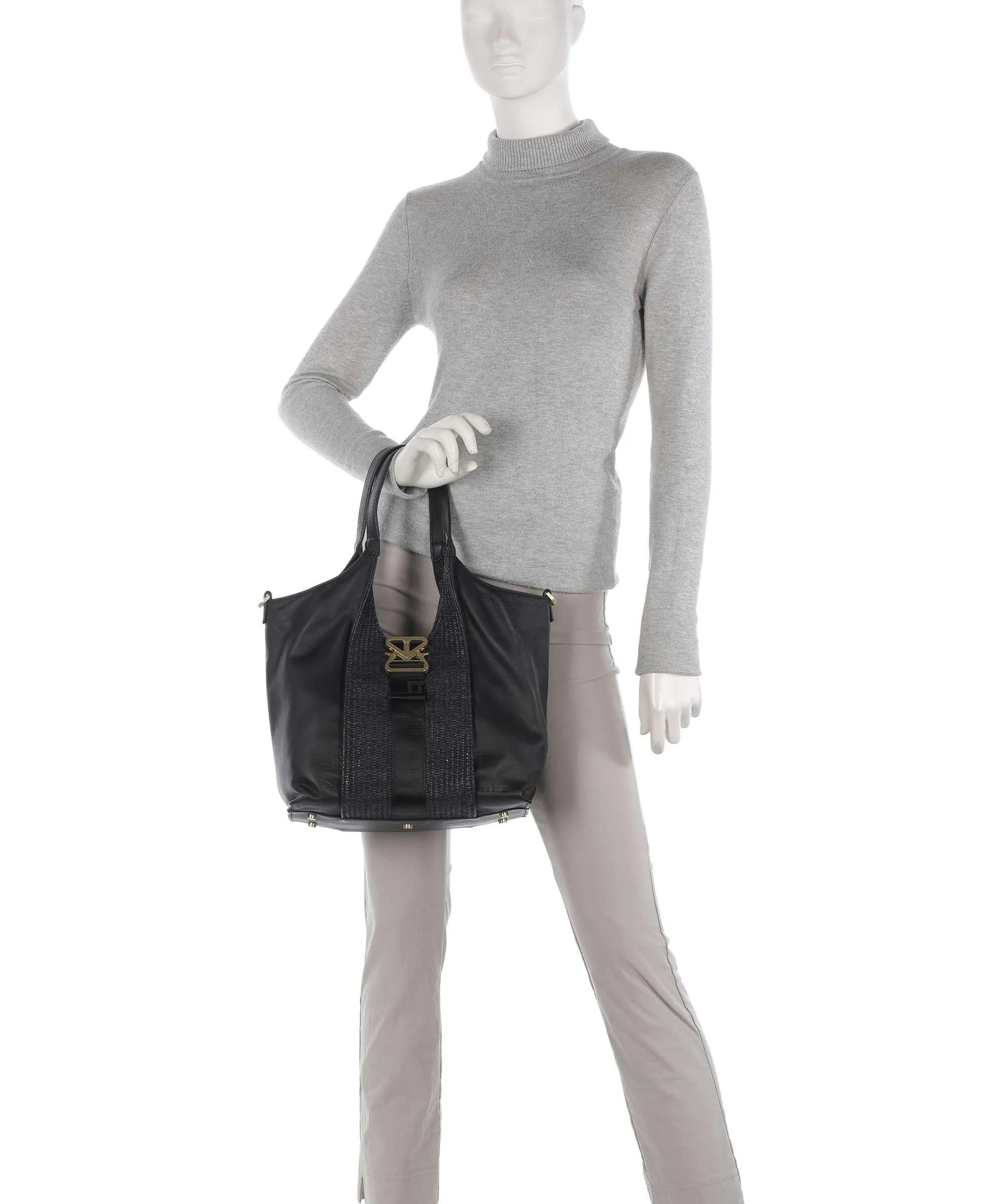  Bogner Zuoz Rafia Lottie Borsa shopper morbida pelle bovina, libro nero  
