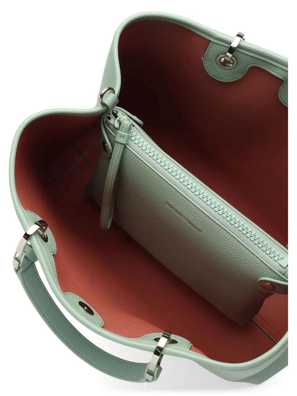 Borsa a mano grande effetto martellato con logo impresso