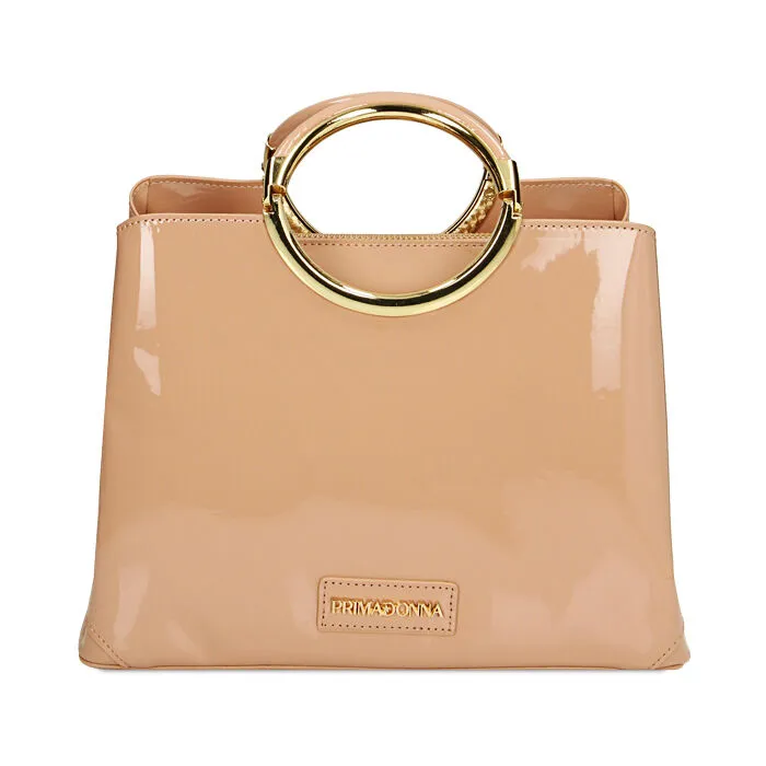 Borsa a mano nude in vernice