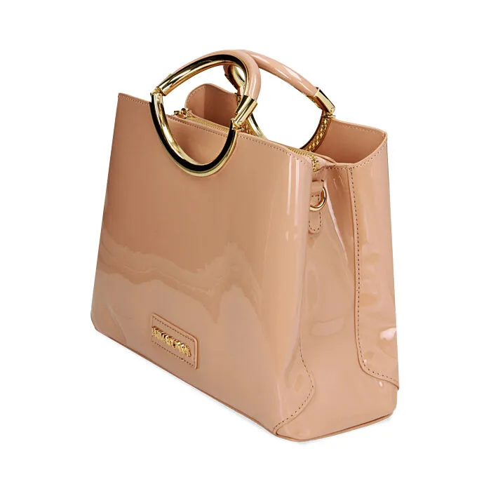 Borsa a mano nude in vernice