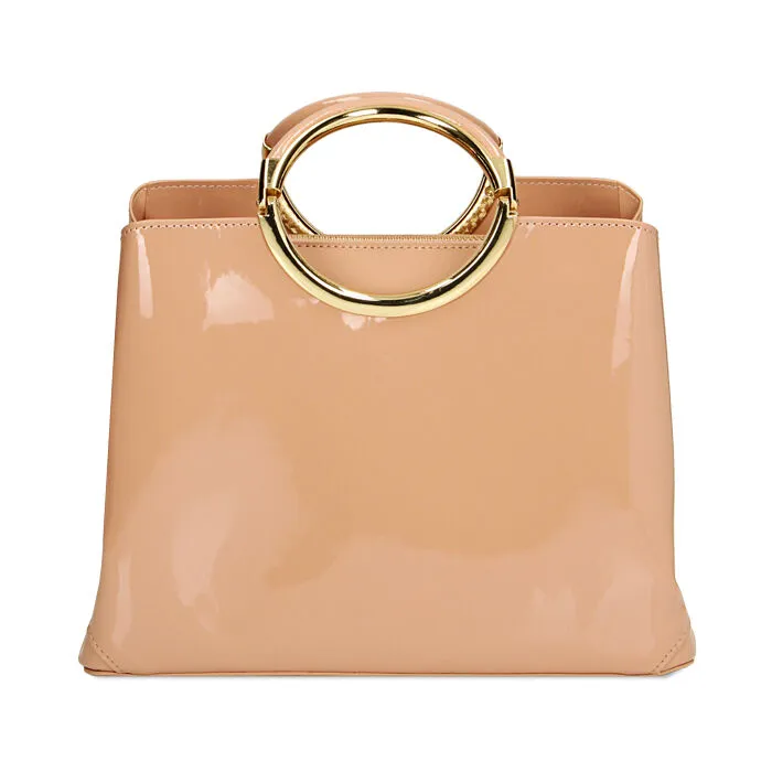 Borsa a mano nude in vernice