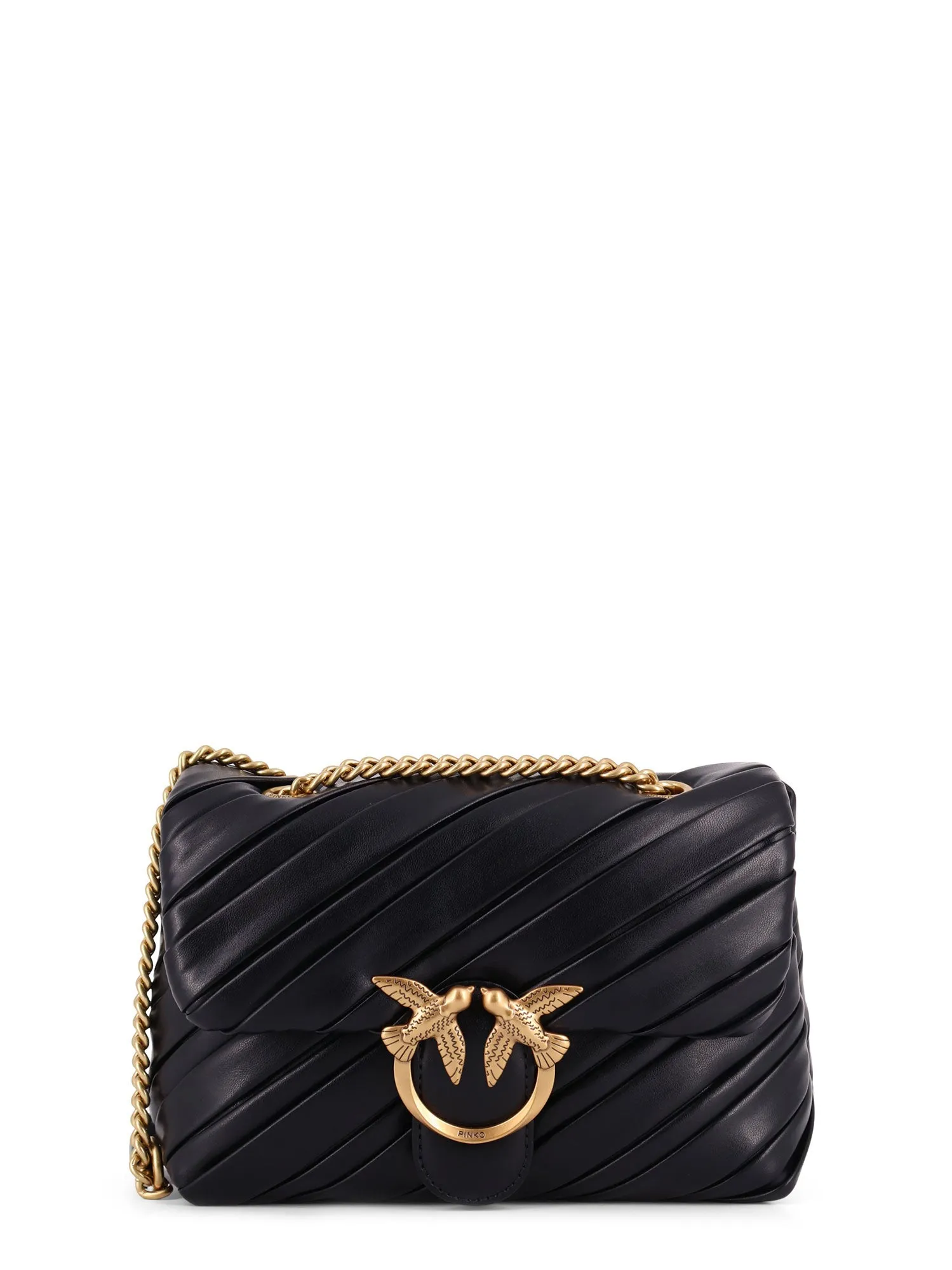 Borsa a tracolla in pelle plissé con fibbia Love Birds