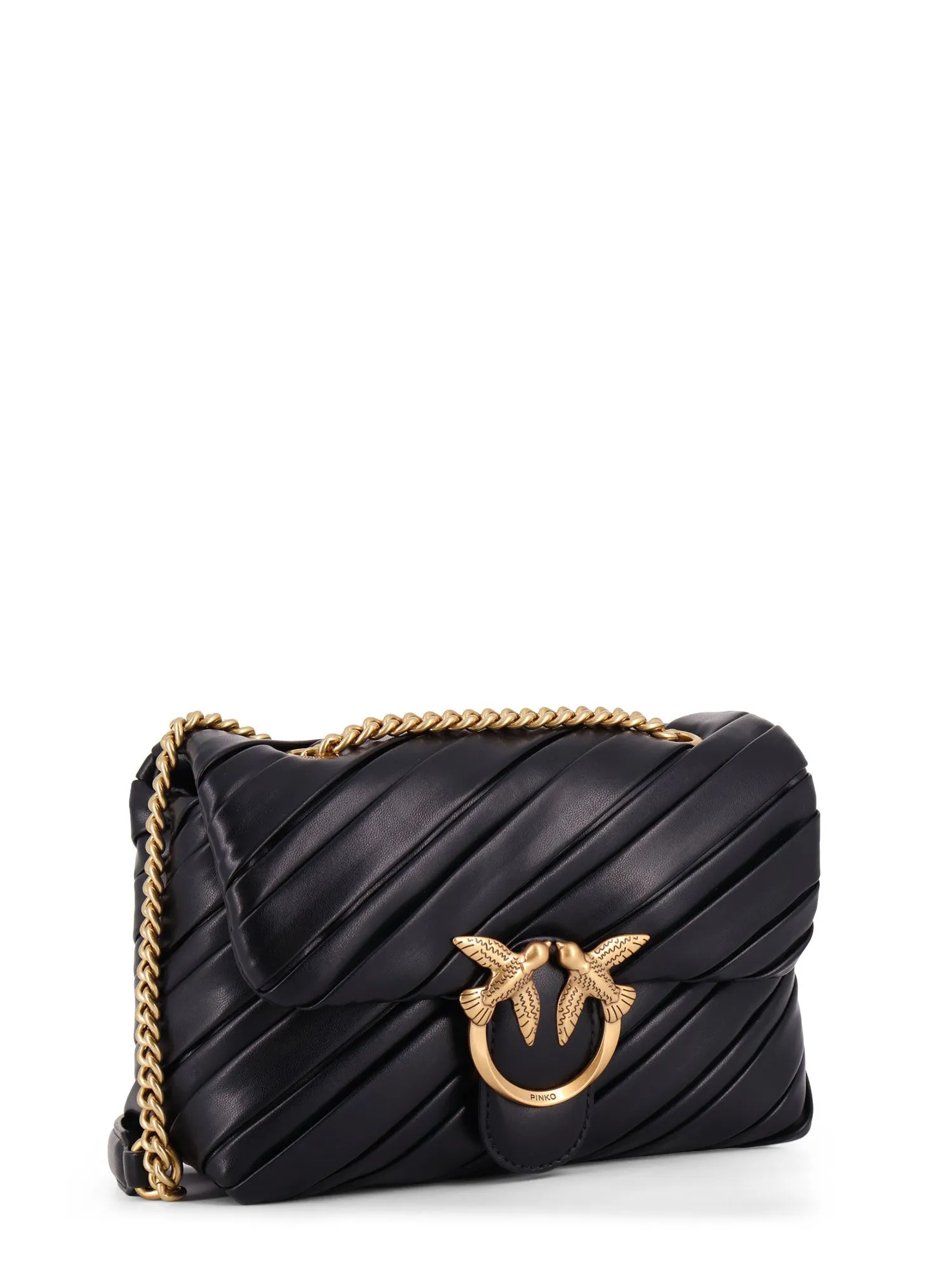 Borsa a tracolla in pelle plissé con fibbia Love Birds