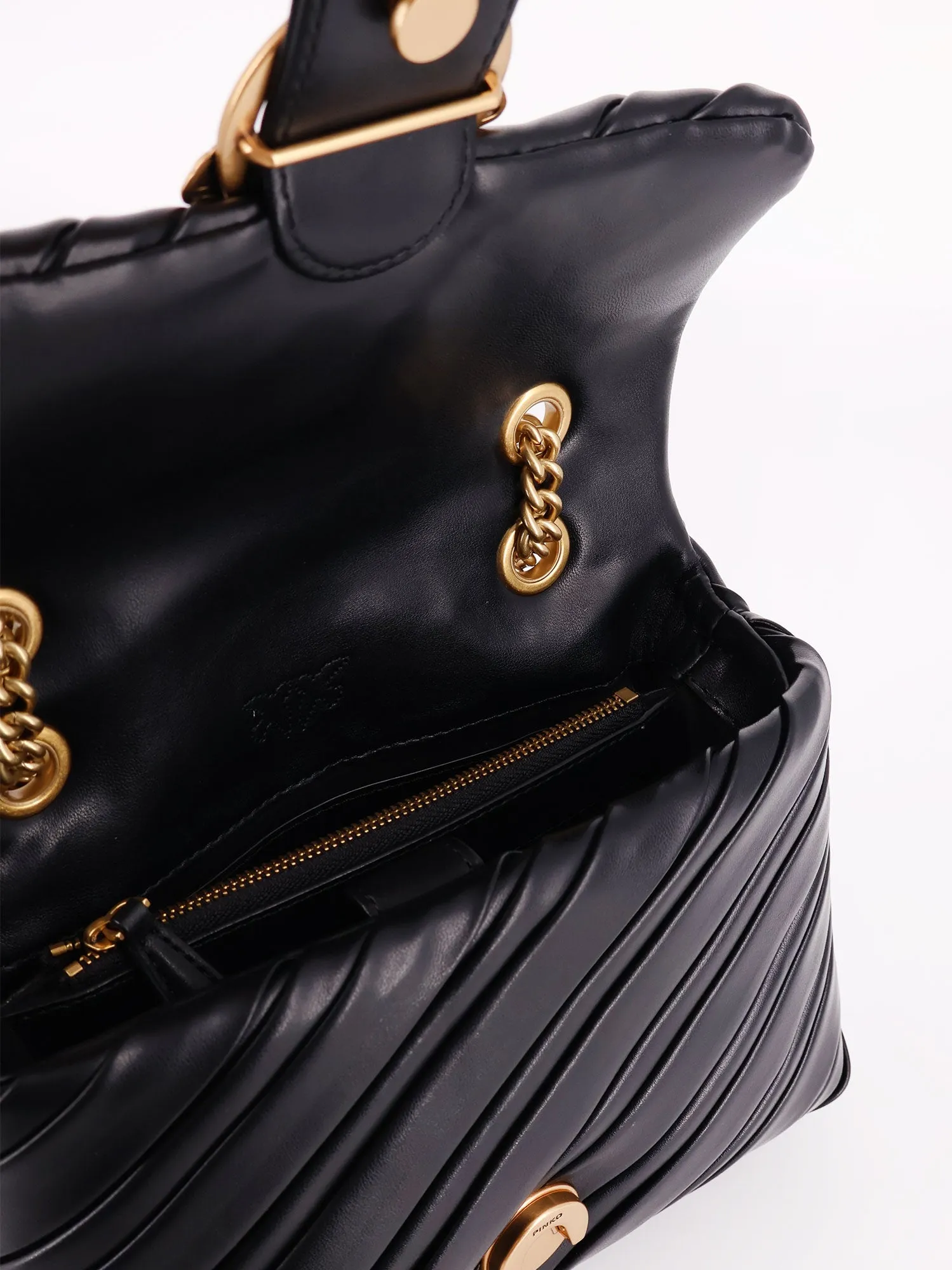 Borsa a tracolla in pelle plissé con fibbia Love Birds