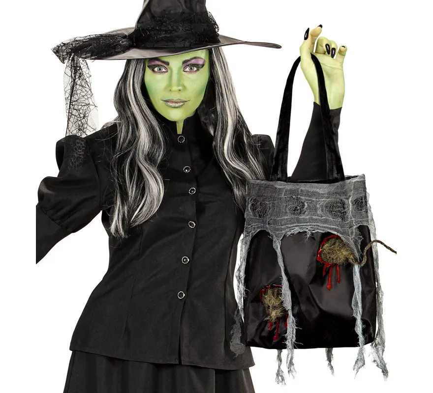 Borsa di Halloween con ragnatele e topi