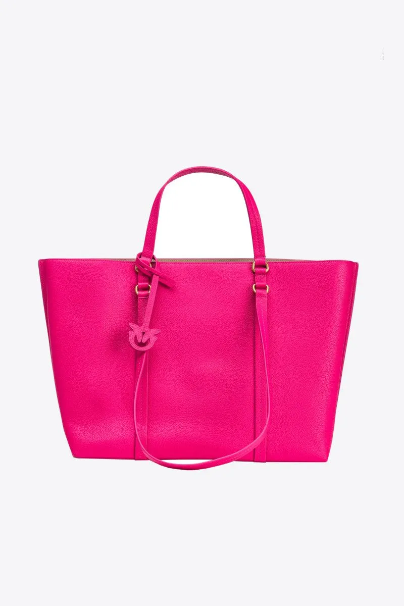 Borsa shopper grande in pelle bottalata donna Fucsia