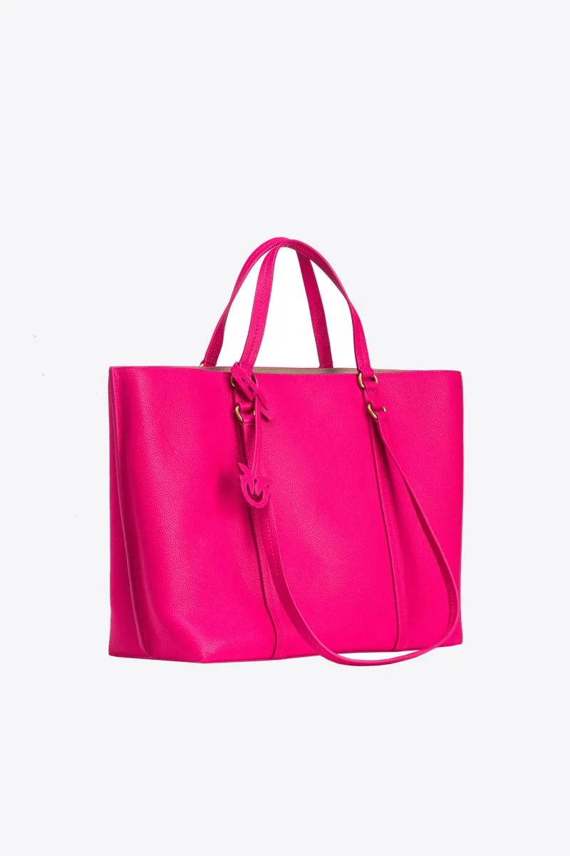 Borsa shopper grande in pelle bottalata donna Fucsia