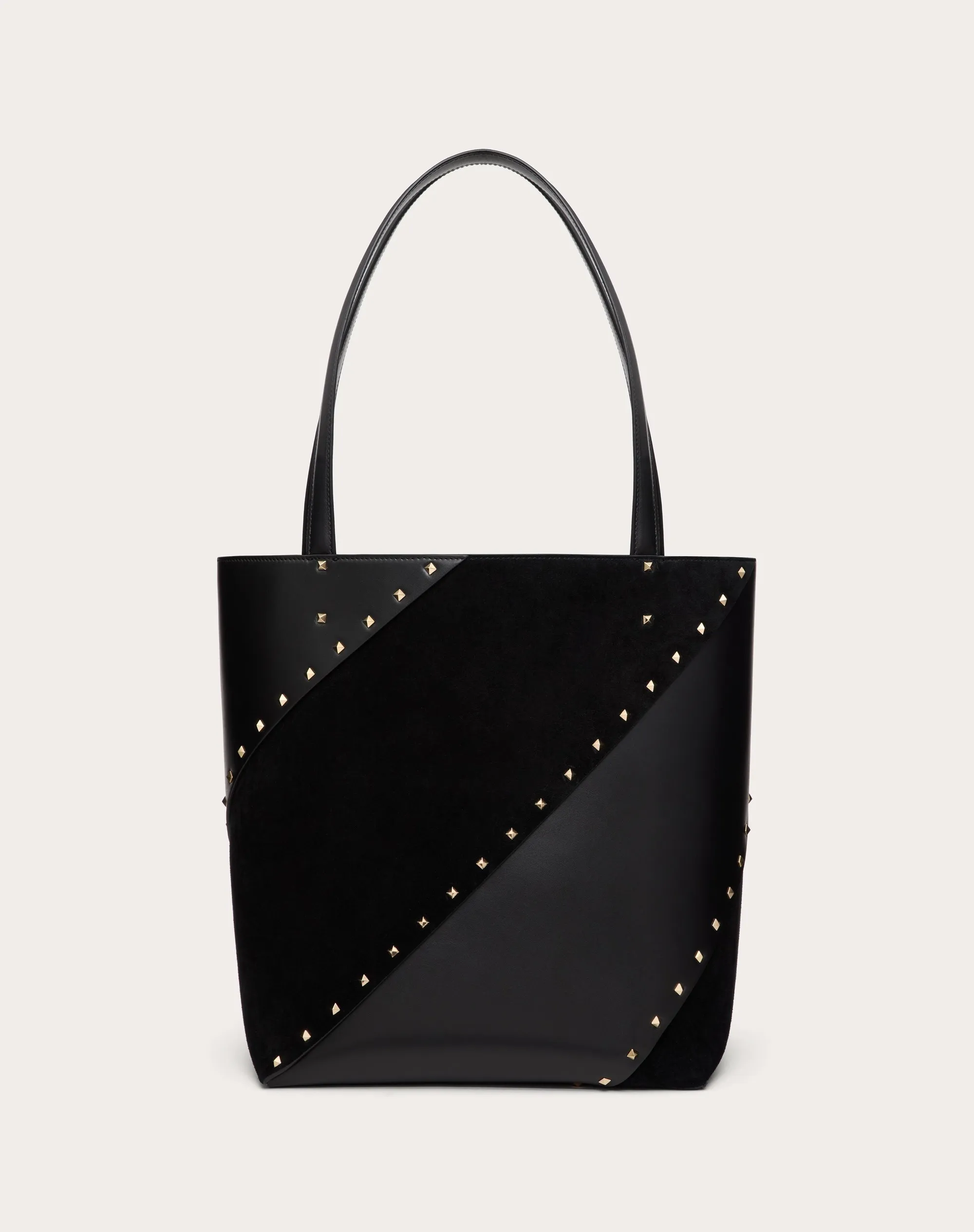 BORSA SHOPPING VALENTINO GARAVANI VALENTINO GARAVANI ROCKSTUD WISPY IN VITELLO E CAMOSCIO